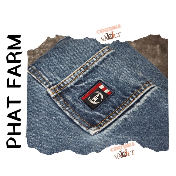 NWOT ~ Men’s PHAT FARM Waist 36” Blue Jean Long Shorts - Picture 2 of 6